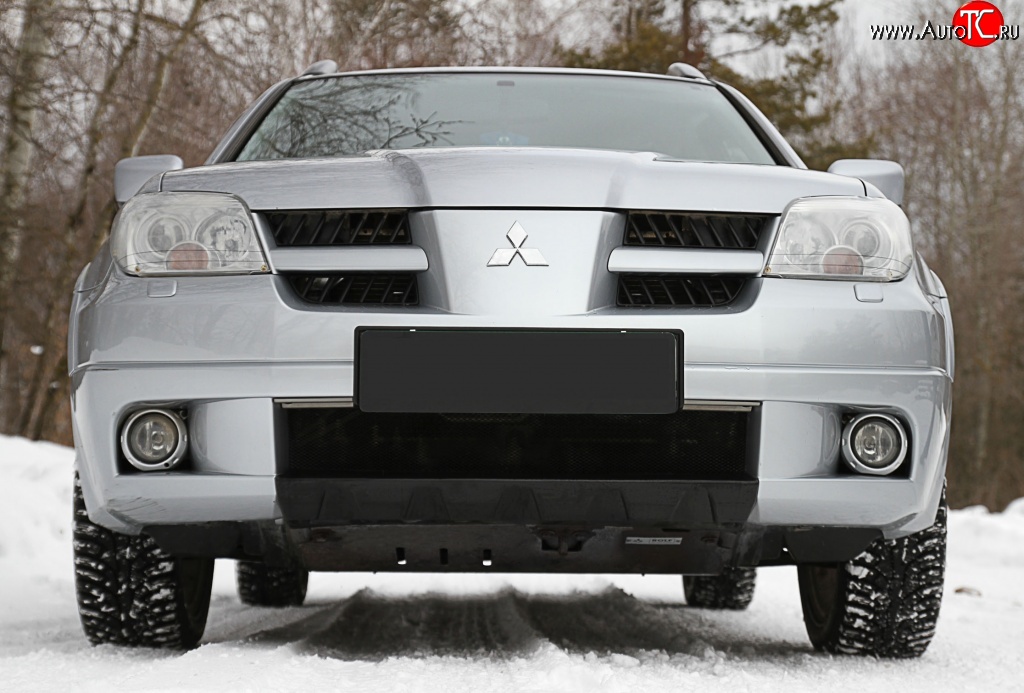 3 299 р. Накладка на передний бампер RA Mitsubishi Outlander CU (2003-2009) (Поверхность глянец (под покраску), Неокрашенная)  с доставкой в г. Воронеж