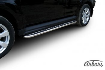 14 219 р. Защита штатных порогов с листом Arbori (нержавейка, алюминий, d42 mm) Mitsubishi Outlander XL (CW)  рестайлинг (2010-2013)  с доставкой в г. Воронеж. Увеличить фотографию 2