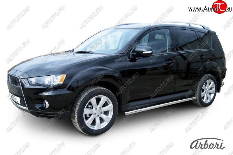 20 799 р. Защита штатных порогов Arbori (нержавейка, d57 mm). Mitsubishi Outlander XL (CW)  рестайлинг (2010-2013)  с доставкой в г. Воронеж
