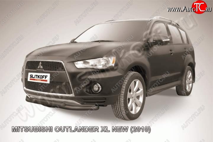 9 449 р. Защита переднего бампер Slitkoff Mitsubishi Outlander XL (CW)  рестайлинг (2010-2013) (Цвет: серебристый)  с доставкой в г. Воронеж