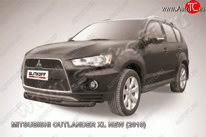 11 299 р. Защита переднего бампер Slitkoff Mitsubishi Outlander XL (CW)  рестайлинг (2010-2013) (Цвет: серебристый)  с доставкой в г. Воронеж