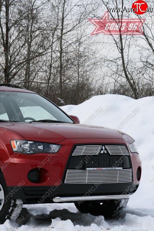 8 684 р. Одинарная защита переднего бампера из короткой трубы (d76) Souz-96 Mitsubishi Outlander XL (CW)  рестайлинг (2010-2013)  с доставкой в г. Воронеж