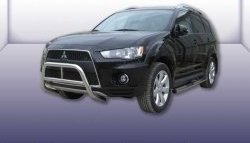 Усиленная защита переднего бампера из трубы диаметром 57 мм Slitkoff Mitsubishi Outlander XL (CW)  рестайлинг (2010-2013)