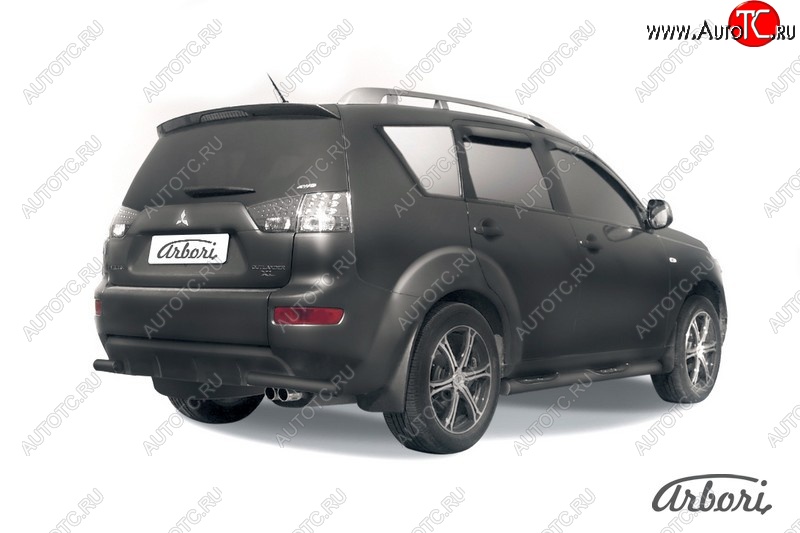 7 019 р. Защита заднего бампера Arbori (уголки, черная, 1 труба d57 mm). Mitsubishi Outlander XL (CW)  рестайлинг (2010-2013)  с доставкой в г. Воронеж