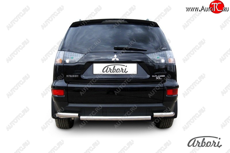 8 999 р. Защита заднего бампера Arbori (короткая, нержавейка, 1 труба d57 mm). Mitsubishi Outlander XL (CW)  рестайлинг (2010-2013)  с доставкой в г. Воронеж
