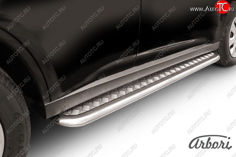 14 579 р. Защита штатных порогов с листом Arbori (нержавейка, алюминий, d42)  Mitsubishi Outlander  GF (2012-2014) дорестайлинг  с доставкой в г. Воронеж