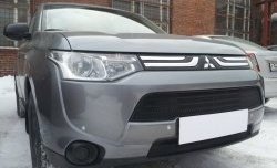 3 999 р. Сетка на бампер (рестайлинг) Russtal (черная) Mitsubishi Outlander GF дорестайлинг (2012-2014)  с доставкой в г. Воронеж. Увеличить фотографию 2