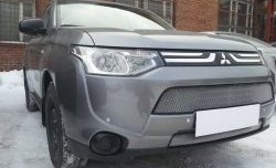 2 599 р. Сетка на бампер (рестайлинг) Russtal (хром) Mitsubishi Outlander GF дорестайлинг (2012-2014)  с доставкой в г. Воронеж. Увеличить фотографию 1