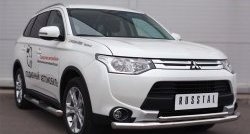 19 299 р. Защита переднего бампера (2 трубыØ63 и 42 мм, нержавейка) SLITKOFF  Mitsubishi Outlander  GF (2014-2016) 1-ый рестайлинг  с доставкой в г. Воронеж. Увеличить фотографию 4