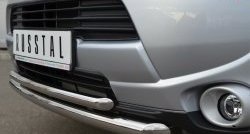 16 999 р. Защита переднего бампера (2 трубыØ63 и 42 мм, нержавейка) SLITKOFF  Mitsubishi Outlander  GF (2012-2014) дорестайлинг  с доставкой в г. Воронеж. Увеличить фотографию 3