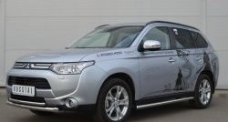 16 999 р. Защита переднего бампера (2 трубыØ63 и 42 мм, нержавейка) SLITKOFF  Mitsubishi Outlander  GF (2012-2014) дорестайлинг  с доставкой в г. Воронеж. Увеличить фотографию 4