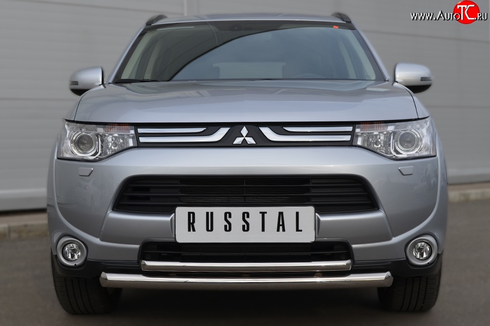 16 999 р. Защита переднего бампера (2 трубыØ63 и 42 мм, нержавейка) SLITKOFF  Mitsubishi Outlander  GF (2012-2014) дорестайлинг  с доставкой в г. Воронеж