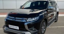 13 399 р. Защита переднего бампера (2 трубыØ75х42 и 63 мм, нержавейка) Russtal Mitsubishi Outlander GF 2-ой рестайлинг (2015-2018)  с доставкой в г. Воронеж. Увеличить фотографию 4