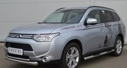 17 749 р. Защита переднего бампера (2 трубыØ76 и 42 мм, нержавейка) SLITKOFF  Mitsubishi Outlander  GF (2012-2014) дорестайлинг  с доставкой в г. Воронеж. Увеличить фотографию 2