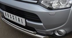 17 749 р. Защита переднего бампера (2 трубыØ76 и 42 мм, нержавейка) SLITKOFF  Mitsubishi Outlander  GF (2012-2014) дорестайлинг  с доставкой в г. Воронеж. Увеличить фотографию 3