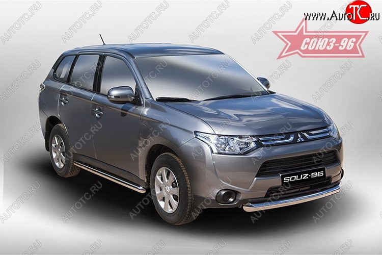 13 274 р. Защита переднего бампера одинарная Souz-96 (d76)  Mitsubishi Outlander  GF (2012-2014) дорестайлинг  с доставкой в г. Воронеж