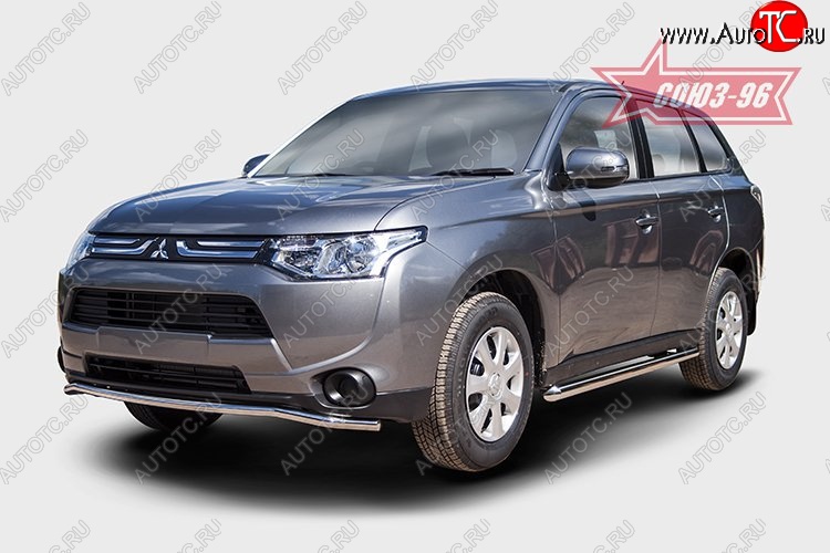 10 934 р. Защита переднего бампера диаметр трубы 42 мм Premium Souz-96 Mitsubishi Outlander GF дорестайлинг (2012-2014)  с доставкой в г. Воронеж