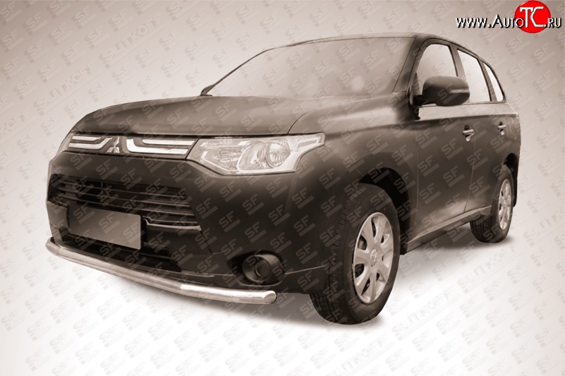 11 999 р. Защита переднего бампера из длинной трубы диаметром 57 мм Slitkoff  Mitsubishi Outlander  GF (2012-2014) дорестайлинг (Нержавейка, Полированная)  с доставкой в г. Воронеж