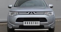 Одинарная защита переднего бампера диаметром 63 мм SLITKOFF Mitsubishi Outlander  GF (2012-2014) дорестайлинг