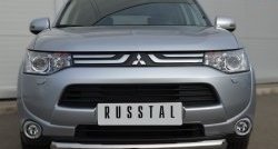 14 999 р. Одинарная защита переднего бампера диаметром 76 мм SLITKOFF Mitsubishi Outlander GF дорестайлинг (2012-2014)  с доставкой в г. Воронеж. Увеличить фотографию 3