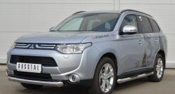 14 999 р. Одинарная защита переднего бампера диаметром 76 мм SLITKOFF Mitsubishi Outlander GF дорестайлинг (2012-2014)  с доставкой в г. Воронеж. Увеличить фотографию 4