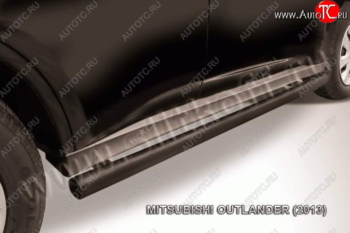 9 899 р. Защита порогов Slitkoff Mitsubishi Outlander GF дорестайлинг (2012-2014) (Цвет: серебристый)  с доставкой в г. Воронеж