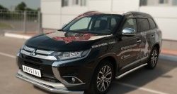52 999 р. Защита порогов из круглой трубы диаметром 63 мм (рестайлинг) Russtal Mitsubishi Outlander GF 2-ой рестайлинг (2015-2018) (Защита порогов с со скосами на торцах (вариант 1))  с доставкой в г. Воронеж. Увеличить фотографию 4