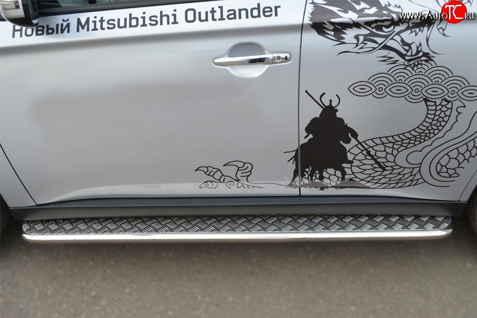 24 649 р. Широкая защита порогов SLITKOFF  Mitsubishi Outlander  GF (2012-2014) дорестайлинг  с доставкой в г. Воронеж