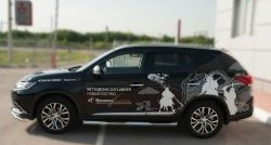 83 999 р. Защита порогов с пластиковыми вставками для ног из круглой трубы диаметром 76 мм Russtal Mitsubishi Outlander GF 2-ой рестайлинг (2015-2018) (Защита порогов с со скосами на торцах (вариант 1))  с доставкой в г. Воронеж. Увеличить фотографию 4