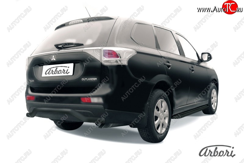 6 209 р. Защита заднего бампера Arbori (волна, черная, 1 труба d57 mm). Mitsubishi Outlander GF дорестайлинг (2012-2014)  с доставкой в г. Воронеж