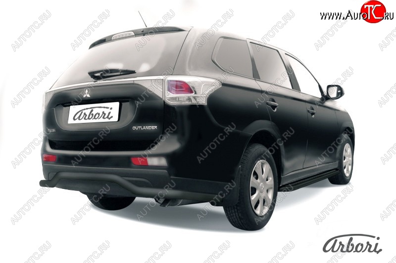 6 929 р. Защита заднего бампера Arbori (длинная, черная, 1 труба d57 mm). Mitsubishi Outlander GF дорестайлинг (2012-2014)  с доставкой в г. Воронеж