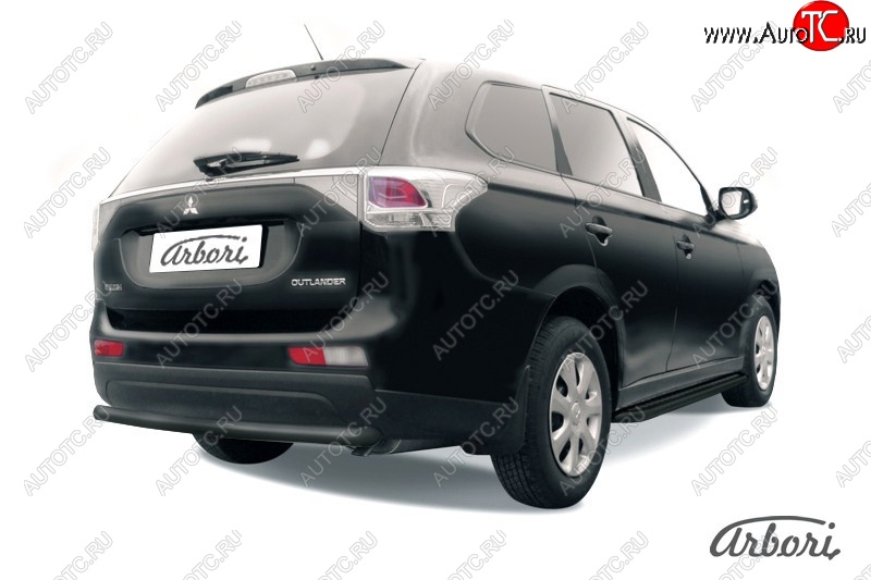 5 399 р. Защита заднего бампера Arbori (уголки, черная, 1 труба d57 mm). Mitsubishi Outlander GF дорестайлинг (2012-2014)  с доставкой в г. Воронеж