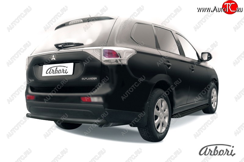4 679 р. Защита заднего бампера Arbori (черная, 1 труба d57 mm).  Mitsubishi Outlander  GF (2014-2016) 1-ый рестайлинг  с доставкой в г. Воронеж