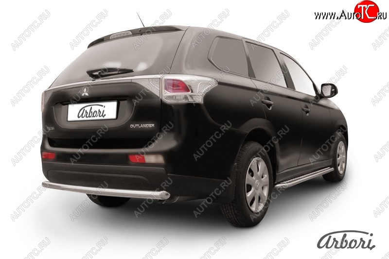 8 909 р. Защита заднего бампера Arbori (нержавейка, 1 труба d57 mm). Mitsubishi Outlander GF дорестайлинг (2012-2014)  с доставкой в г. Воронеж