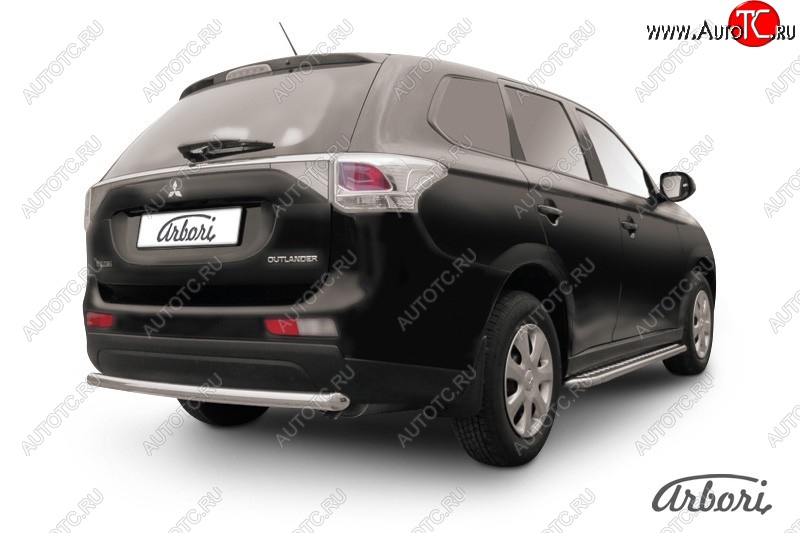 8 909 р. Защита заднего бампера (рестайлинг) Arbori (нержавейка, 1 труба d57 mm).  Mitsubishi Outlander  GF (2014-2016) 1-ый рестайлинг  с доставкой в г. Воронеж
