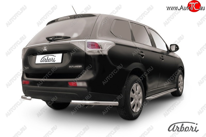 3 699 р. Защита заднего бампера Arbori (уголки, нержавейка, 1 труба d57 mm).  Mitsubishi Outlander  GF (2014-2016) 1-ый рестайлинг  с доставкой в г. Воронеж