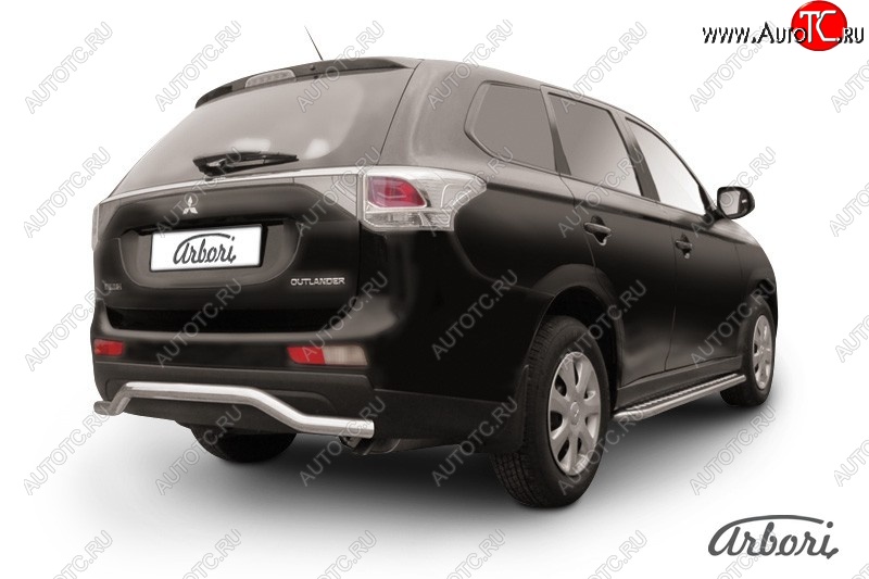 11 789 р. Защита заднего бампера Arbori (нержавейка, 1 труба d57 mm). Mitsubishi Outlander GF дорестайлинг (2012-2014)  с доставкой в г. Воронеж