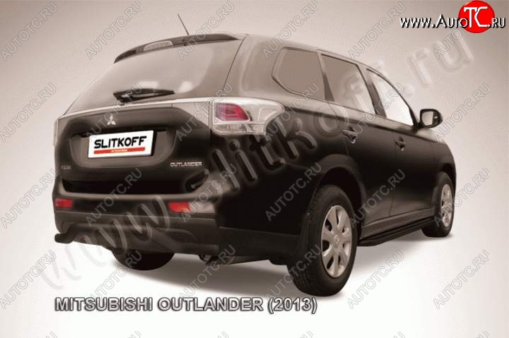8 349 р. Защита задняя Slitkoff Mitsubishi Outlander GF дорестайлинг (2012-2014) (Цвет: серебристый)  с доставкой в г. Воронеж