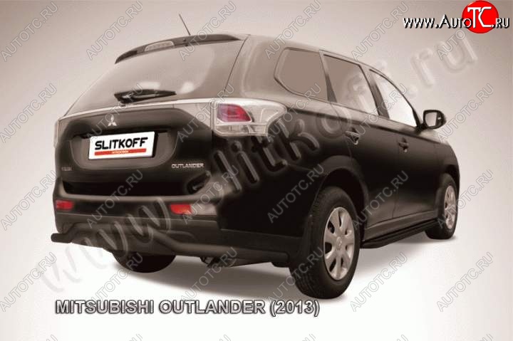 9 399 р. Защита задняя Slitkoff Mitsubishi Outlander GF дорестайлинг (2012-2014) (Цвет: серебристый)  с доставкой в г. Воронеж