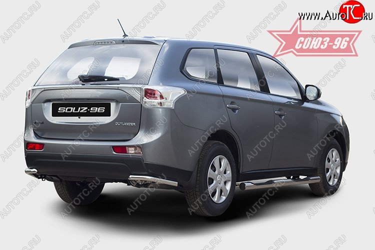 7 784 р. Защита заднего бампера из боковых уголков диаметром 42 мм SOUZ-96 Mitsubishi Outlander GF дорестайлинг (2012-2014)  с доставкой в г. Воронеж