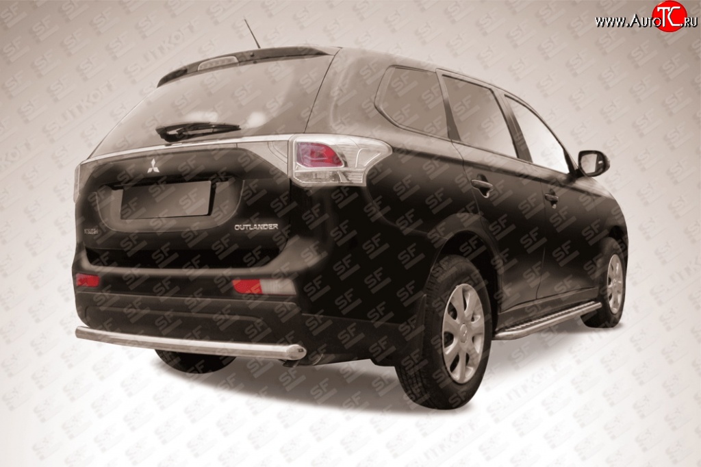 8 999 р. Одинарная защита заднего бампера из трубы диаметром 57 мм Slitkoff Mitsubishi Outlander GF дорестайлинг (2012-2014) (Нержавейка, Полированная)  с доставкой в г. Воронеж