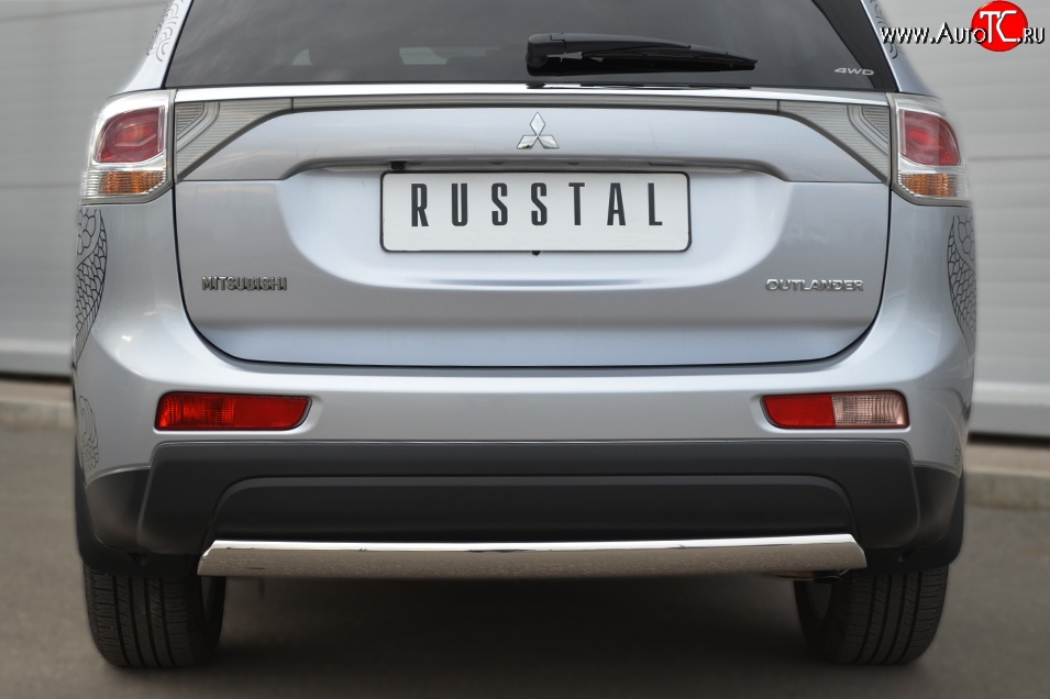 11 599 р. Защита заднего бампера (Ø75x42 мм, нержавейка) Russtal Mitsubishi Outlander GF дорестайлинг (2012-2014)  с доставкой в г. Воронеж
