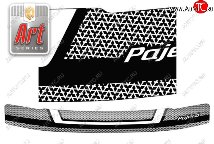 2 159 р. Дефлектор капота CA-Plastiс  Mitsubishi Pajero ( 2 V30/V40 5 дв.,  2 V20,  2 V30/V40) (1991-1999) дорестайлинг, рестайлинг (Серия Art белая)  с доставкой в г. Воронеж