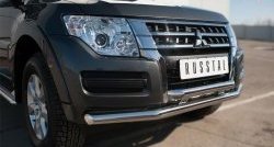 21 849 р. Защита переднего бампера (2 трубыØ63 мм, нержавейка) SLITKOFF Mitsubishi Pajero 4 V90 2-ой рестайлинг (2014-2020)  с доставкой в г. Воронеж. Увеличить фотографию 2