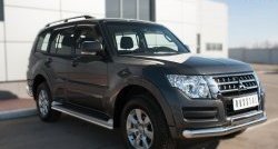 17 799 р. Защита переднего бампера (2 трубы Ø76 и 75х42 мм, нержавейка) Russtal Mitsubishi Pajero 4 V90 2-ой рестайлинг (2014-2020)  с доставкой в г. Воронеж. Увеличить фотографию 4