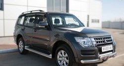 15 849 р. Защита порогов из круглой трубы диаметром 42 мм SLITKOFF Mitsubishi Pajero 4 V90 2-ой рестайлинг (2014-2020)  с доставкой в г. Воронеж. Увеличить фотографию 4
