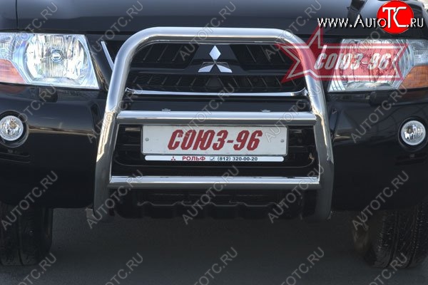 11 969 р. Защита переднего бампера Souz-96 (d60)  Mitsubishi Pajero  3 V70 (1999-2003) дорестайлинг  с доставкой в г. Воронеж