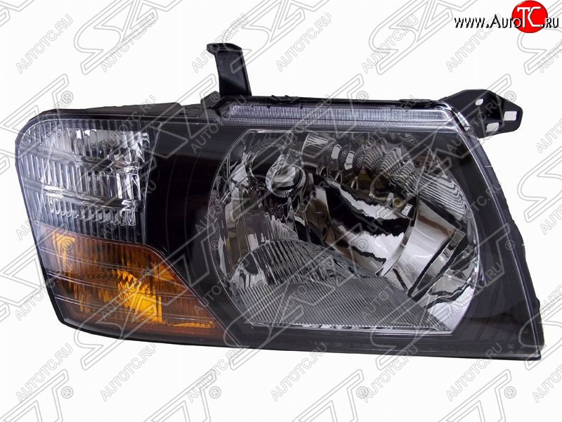 4 949 р. Правая фара передняя SAT (черная) Mitsubishi Pajero 3 V70 дорестайлинг (1999-2003)  с доставкой в г. Воронеж
