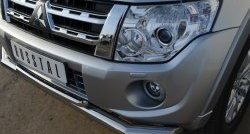 21 999 р. Защита переднего бампера (2 трубыØ76 и 42 мм, нержавейка) SLITKOFF Mitsubishi Pajero 4 V80 3 дв. 1-ый рестайлинг (2011-2014)  с доставкой в г. Воронеж. Увеличить фотографию 3