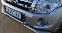 22 999 р. Защита переднего бампера (2 трубыØ76 и 63 мм, нержавейка) SLITKOFF Mitsubishi Pajero 4 V80 3 дв. 1-ый рестайлинг (2011-2014)  с доставкой в г. Воронеж. Увеличить фотографию 2